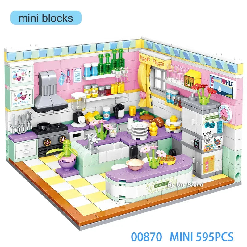 Friends Mini Bricks Girls Bedroom Morden Princess Set Playground House Designer DIY Building Block Toys for Kids Christmas Gifts