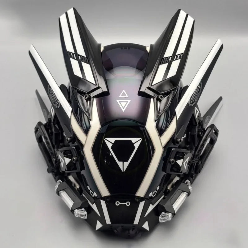 Mask Cyberpunk Helmet Techwear Mask Shinobi Samurai Man Cosplay With LED Light Robot Cyber Punk Tech Helmet Armor Futuristic Toy