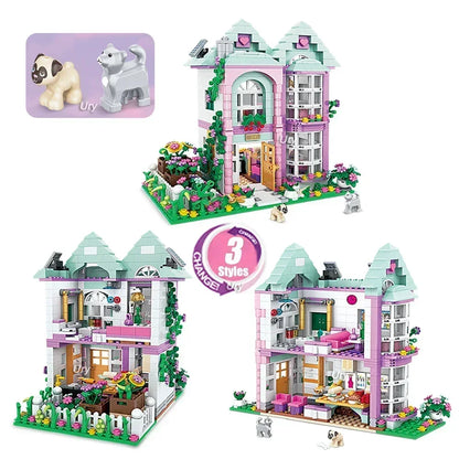 Friends City House Summer Holiday Villa Castle Building Blocks Sets Figures Swimming Pool DIY Toys for Kids Girls Christmas Gift