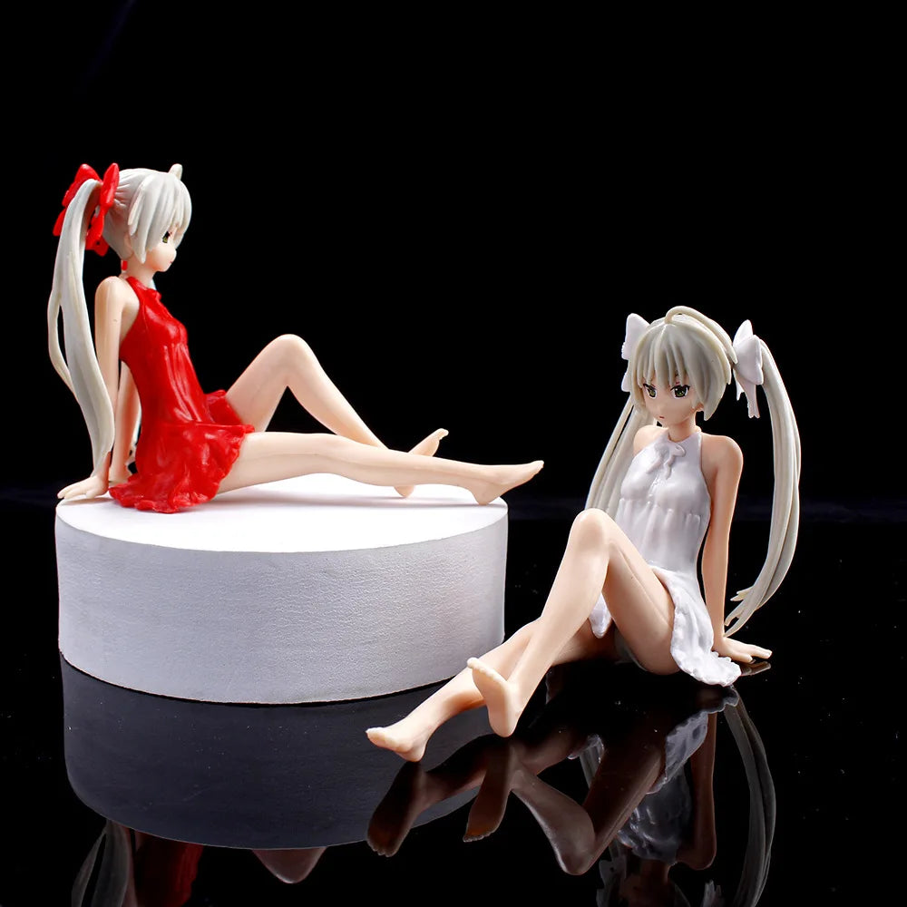 7.5cm Anime Yosuga No Sora Action Figure Kasugano Sora White Dress Sexy Girls Kasugano Dome Doll PVC Collectible Model Car Toy