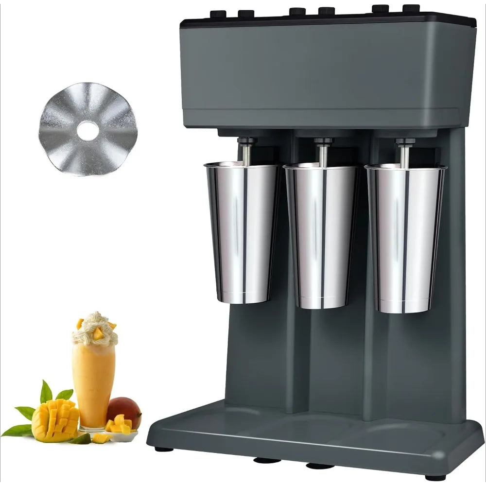 Milkshake Maker, 375W x 3 Electric Milkshake Machine, Triple Heads Drink Mixer Blender Machine, 3-Speed Milkshake