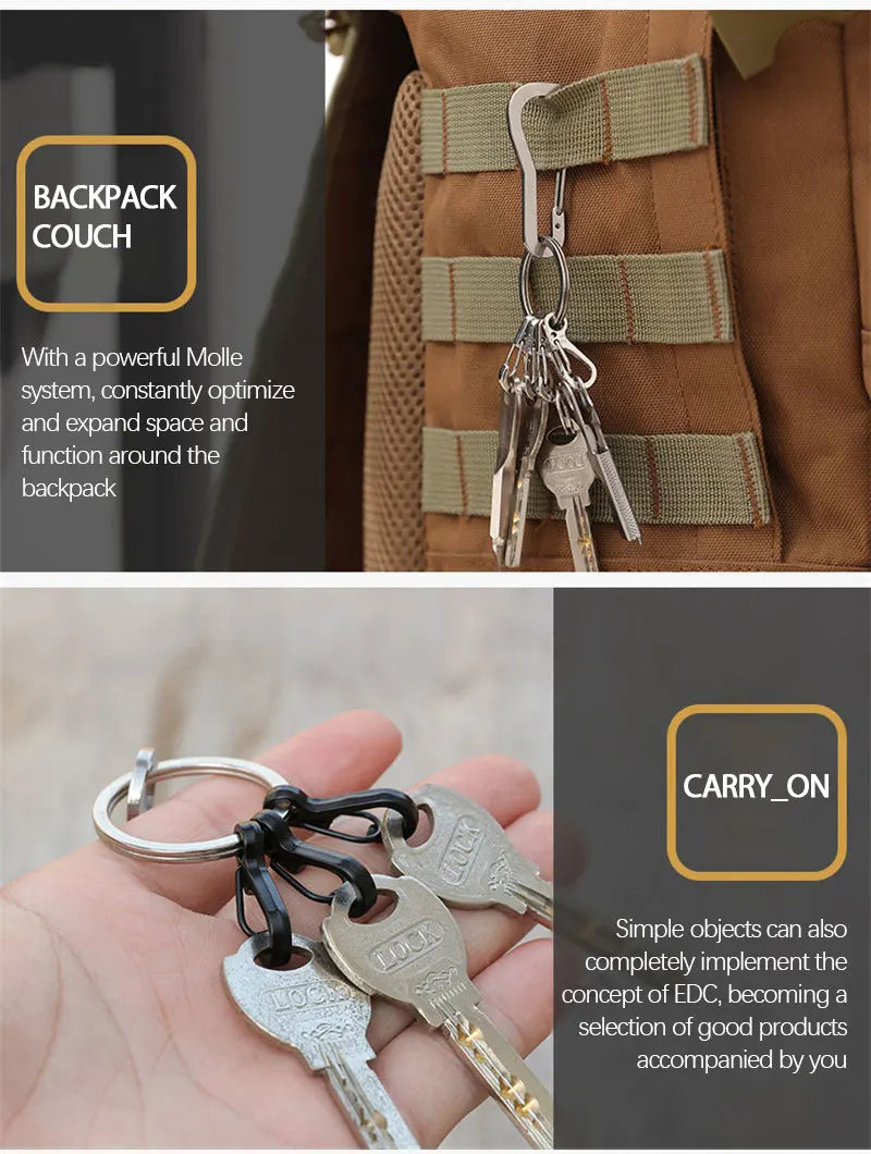 EDC SF Gear Mini Spring Hang Mountain Climb Paracord Quickdraw Carabiner Tactical Keyring Survive Camp Clasp Hook Backpack Hike