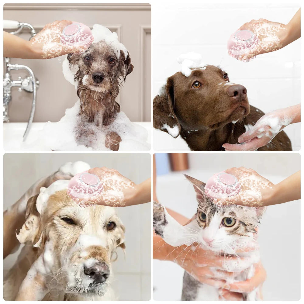 Dog Cat Cleaning Grooming Supplies Soft Safety Silicone Pet Shampoo Massager Bath Brush Shower Dispenser Tool Puppycat Washing