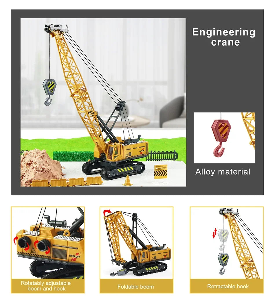 ﻿9 Styles Alloy Engineering Diecast Truck Tractor Loader Crane Excavator Toys Construction Model Vehicle Toy Car for Boys Gifts