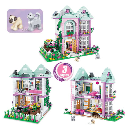 Friends City House Summer Holiday Villa Castle Building Blocks Sets Figures Swimming Pool DIY Toys for Kids Girls Christmas Gift