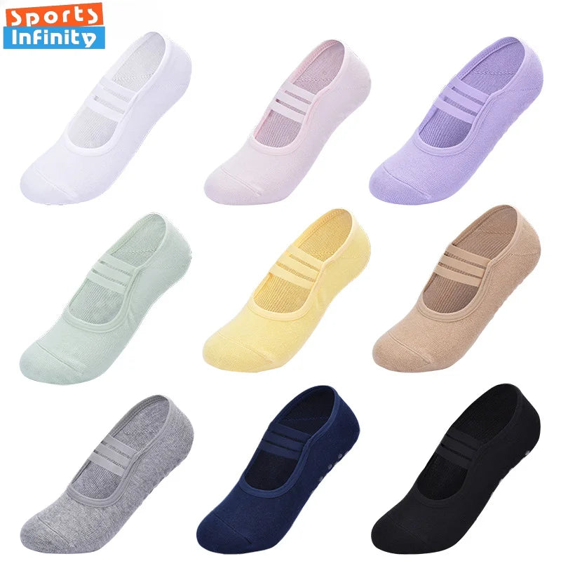 Three Horizontal Straps Backless Yoga Socks Women Anti Slip Professional Pilates Socks Indoor Ballet Dance Fitness Sports Socks