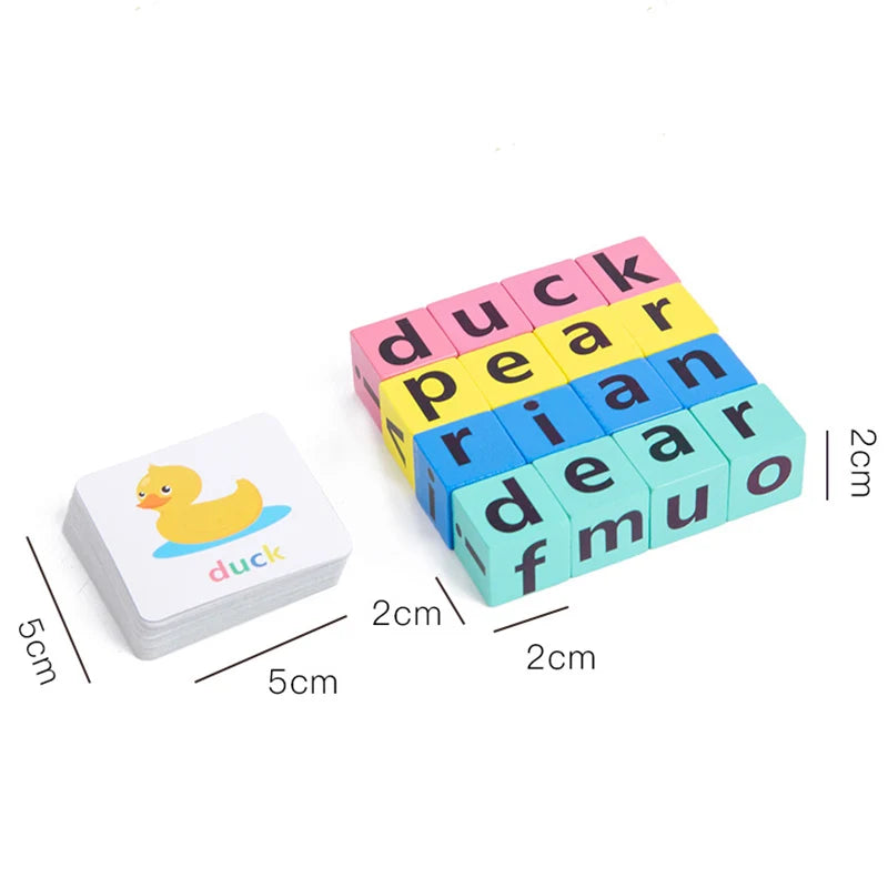 Spelling Word Puzzle Game Wooden 26 Letter English Alphabet Cards Kindergarten Teaching Aids Kids Montessori Education Toy