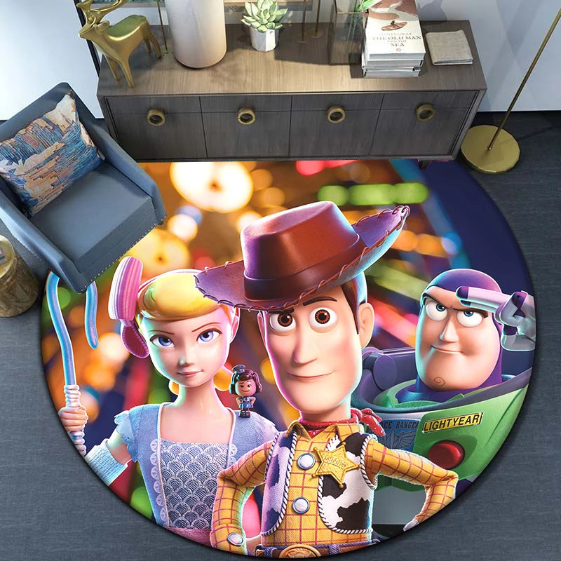 Toy Story Cute Cartoon Printed Round Carpet, Bedroom Balcony Entrance Door Sofa Kitchen Non-slip Mat Home Decoration Gift Rug