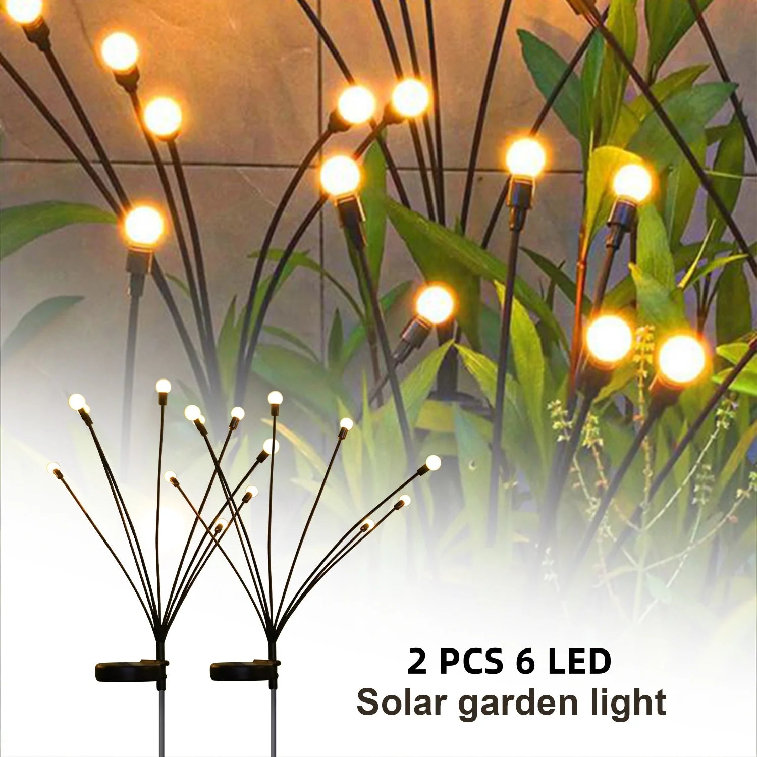 1/2 pc 6/8/10 LED Warm White/Colourful Lights Solar Lawn Lamp Garden Lamp Firefly Ground Plug Lamp Decoration Festival Lamp