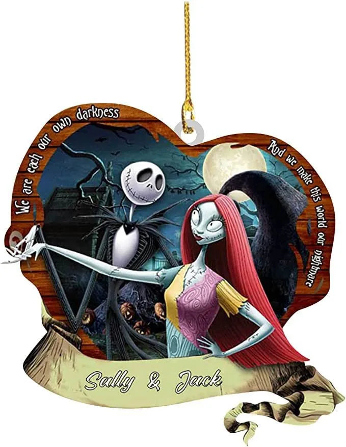 Disney Cartoon The Nightmare Before Christmas Sally Jack Anime Figures Christmas Tree Decoration Acrylic Plane Pendant Kids Toys