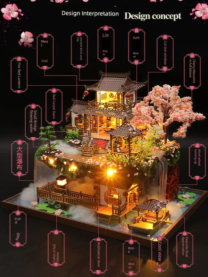 Chinese Style Fairyland House Ancient Architecture DIY Cottage