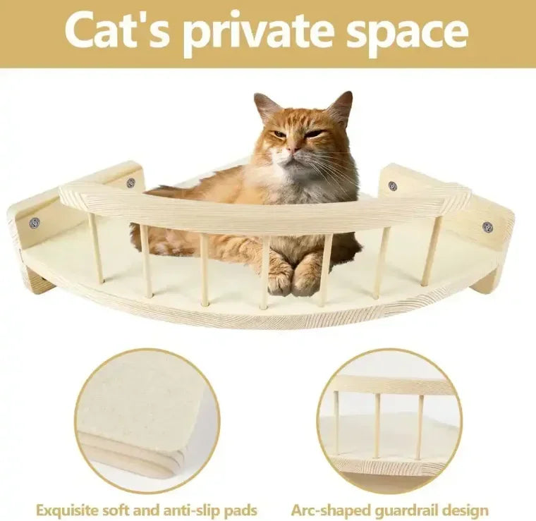 Wooden Wall Mounted Cat Hammock Pet Beds & Accessories Cat Rack Toy