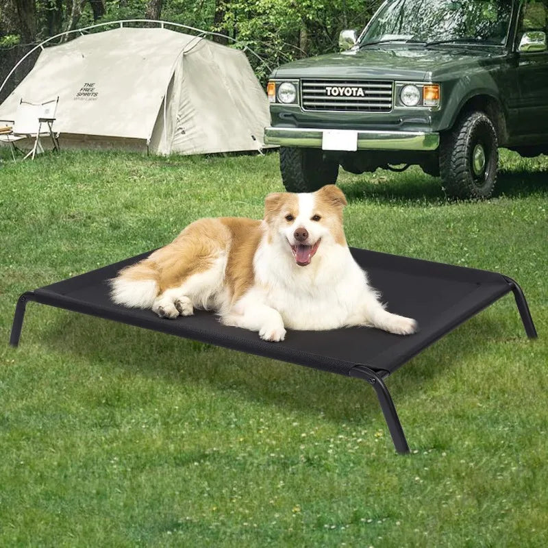 Elevated Outdoor Dog Bed - Raised Dog Cots Beds for Large Dogs Easy to Assemble, Cooling Lifted Pet Bed