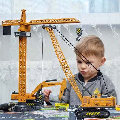 ﻿9 Styles Alloy Engineering Diecast Truck Tractor Loader Crane Excavator Toys Construction Model Vehicle Toy Car for Boys Gifts