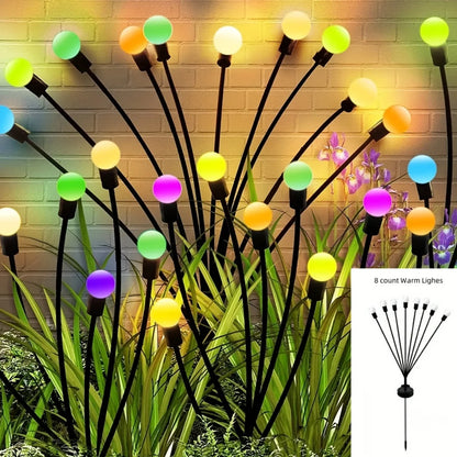 1/2 pc 6/8/10 LED Warm White/Colourful Lights Solar Lawn Lamp Garden Lamp Firefly Ground Plug Lamp Decoration Festival Lamp