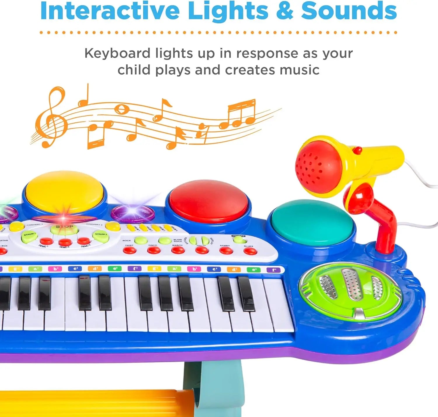 Best Choice Products 37-Key Kids Electronic Musical Instrument Piano Learning Toy Keyboard w/Multiple Sounds, Lights, Microphone