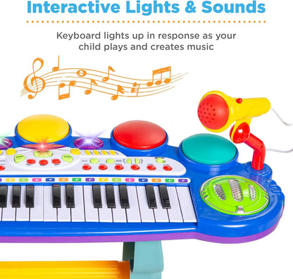 Best Choice Products 37-Key Kids Electronic Musical Instrument Piano Learning Toy Keyboard w/Multiple Sounds, Lights, Microphone