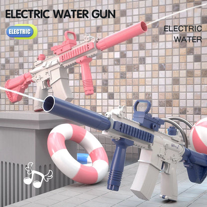 Portable Electric Water Gun Pistol Long Range M416 Style for Summer Beach Outdoor Fight Shooting Toy for Boys Children