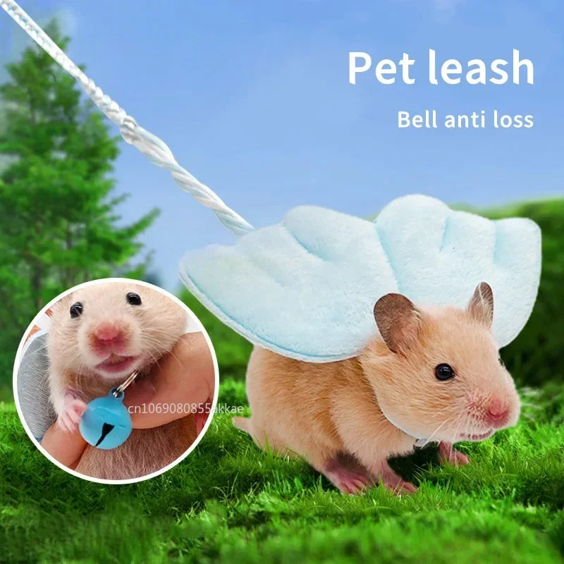 Lovely Adjustable Angel Wing Hamster Harness Pet Rat Mouse Harness Rope Ferret Finder Lead Leash Vest with Bell Для Крыс