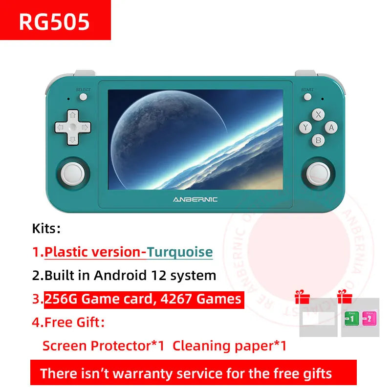 ANBERNIC RG505 Handheld Game Console Android 12 System Unisoc Tiger T618 CPU 4.95 Inch OLED Touch Screen 128G TF Card 3172 Games