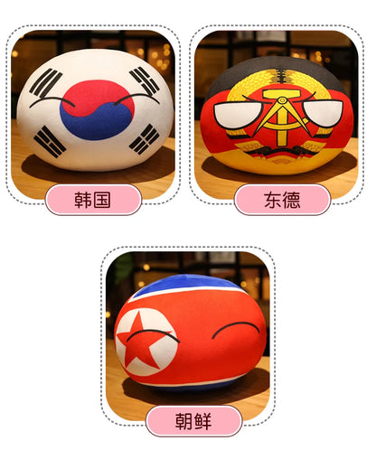 10-40cm Kawaii Countryball Plush Toy Stuffed Polandball UN USA USSR FRANCE RUSSIA UK JAPAN EU CANANDA ITA RU Sofa Pillow Pendant