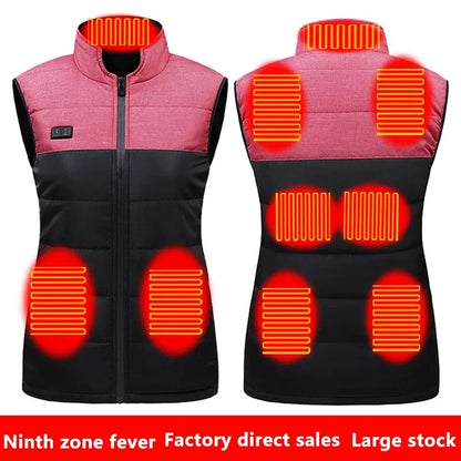 Women Coat Intelligent USB Electric Heating Thermal Warm Clothes Winter Heated Vest Plussize Men 21PCS Heated Jacket Fashion