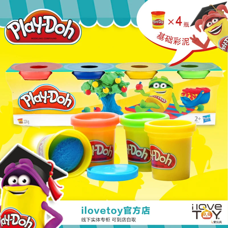 Hasbro Play-Doh Mini 4 Colors Clay Set DIY Safety Plasticine Tool Kit Modeling Clay Educational Toys for Children Kids Gift