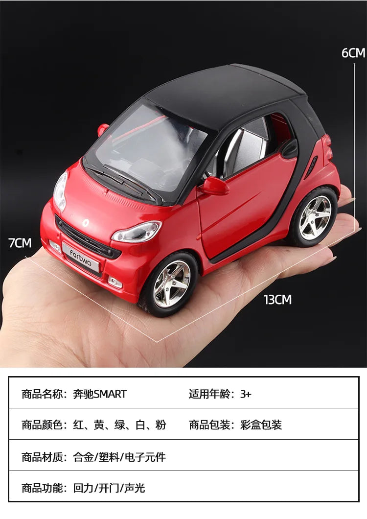 1:32 Mercedes-Benz SMART Miniatures Alloy Diecast Model Car Model Sound &amp; Light Toys For Kids Cute and Compact Christmas Gifts