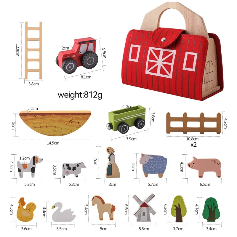 Wooden Montessori Toy Simulation Farm Animals Toys for Children Poultry Cow Pig Dog Chicken Model Educational Toy Christmas Gift