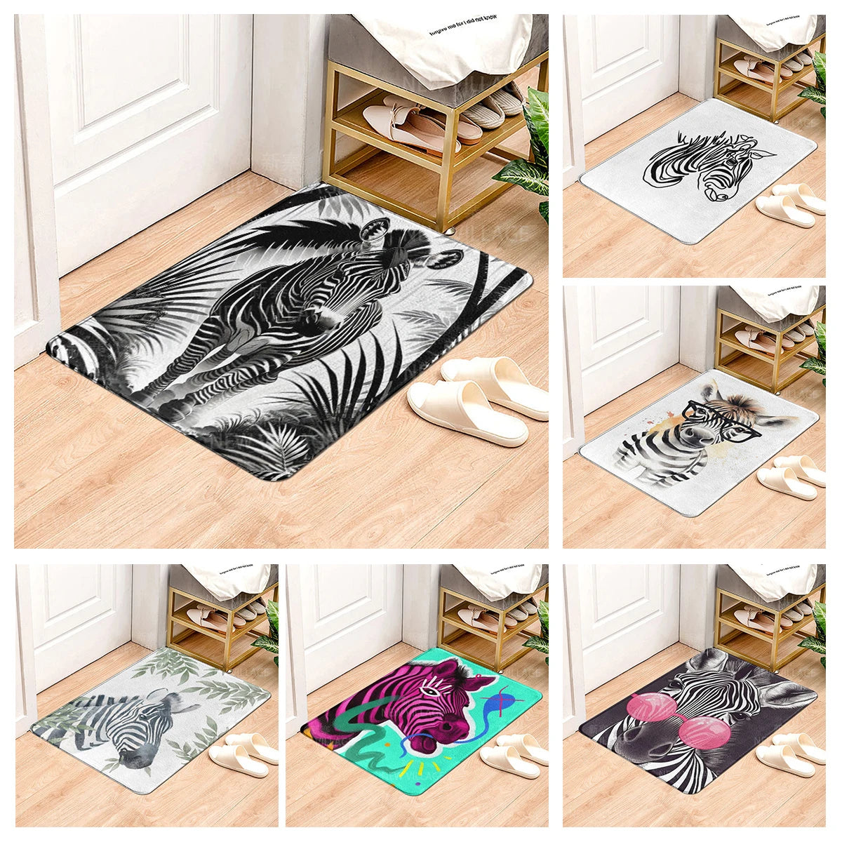 House entrance carpet Home door mat Modern Nordic style Room Bath Foot bathroom non-slip Kitchen rugs Abstract Insect butterfly