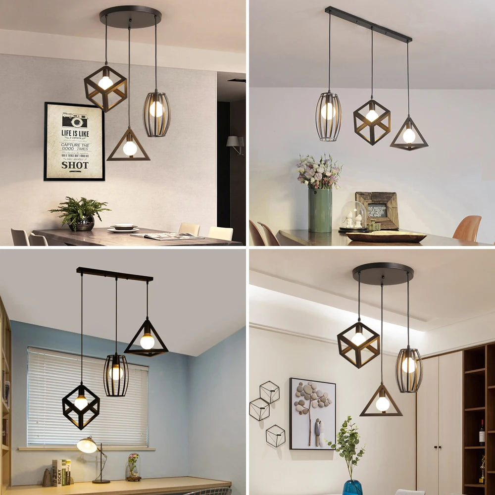1/3 Heads Vintage Pendant Lights Loft Russia Retro Hanging Lamps Lampshade For Kitchen Living Bedroom Home Lighting E27 LED