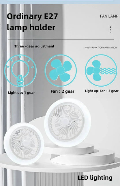 ﻿ Smart 2 In 1 Ceiling Fan With Remote Control Lighting E27 Conversion Base  Lighting Base Suitable for Bedroom and Living