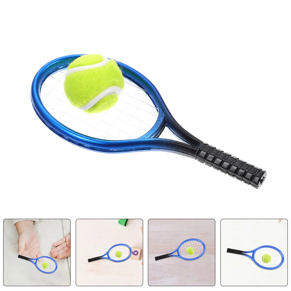 Dollhouse Tennis Mini Racket Decoration 1:12 Scale Equipment Model Sports Ornaments Household