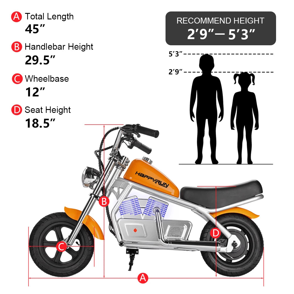 Thick Tire Kids Aged 5-12 Electric Motorcycle, Electric Riding Toy, 21.6V Two Wheeled Motorcycle With LED Lights Kids Motorcycle