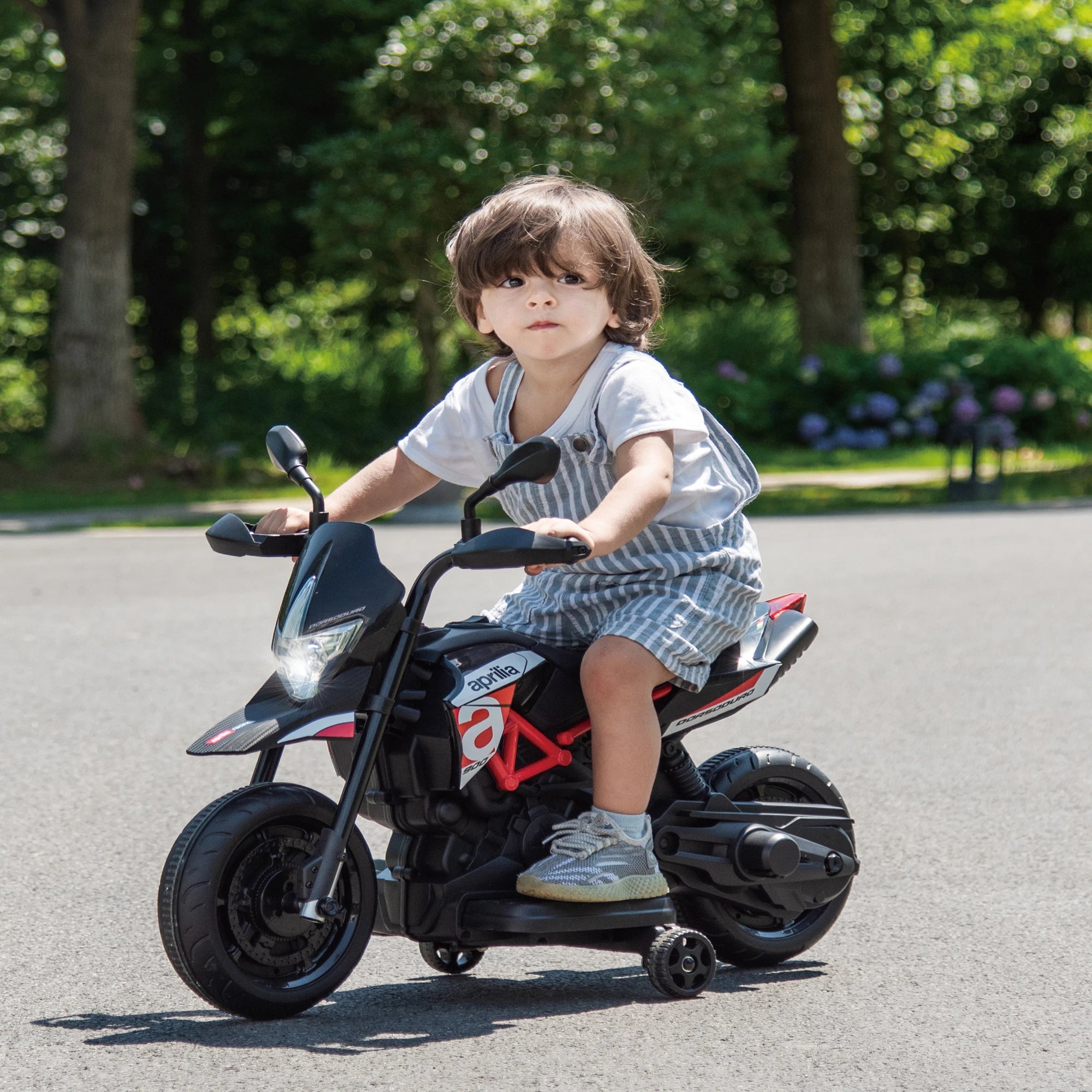 Red, Licensed Aprilia Electric Motorcycle, 6V Kids Motorcycle, Ride On Toy w/Training Wheels, LED Lights, Sounds &amp; Music, Batter