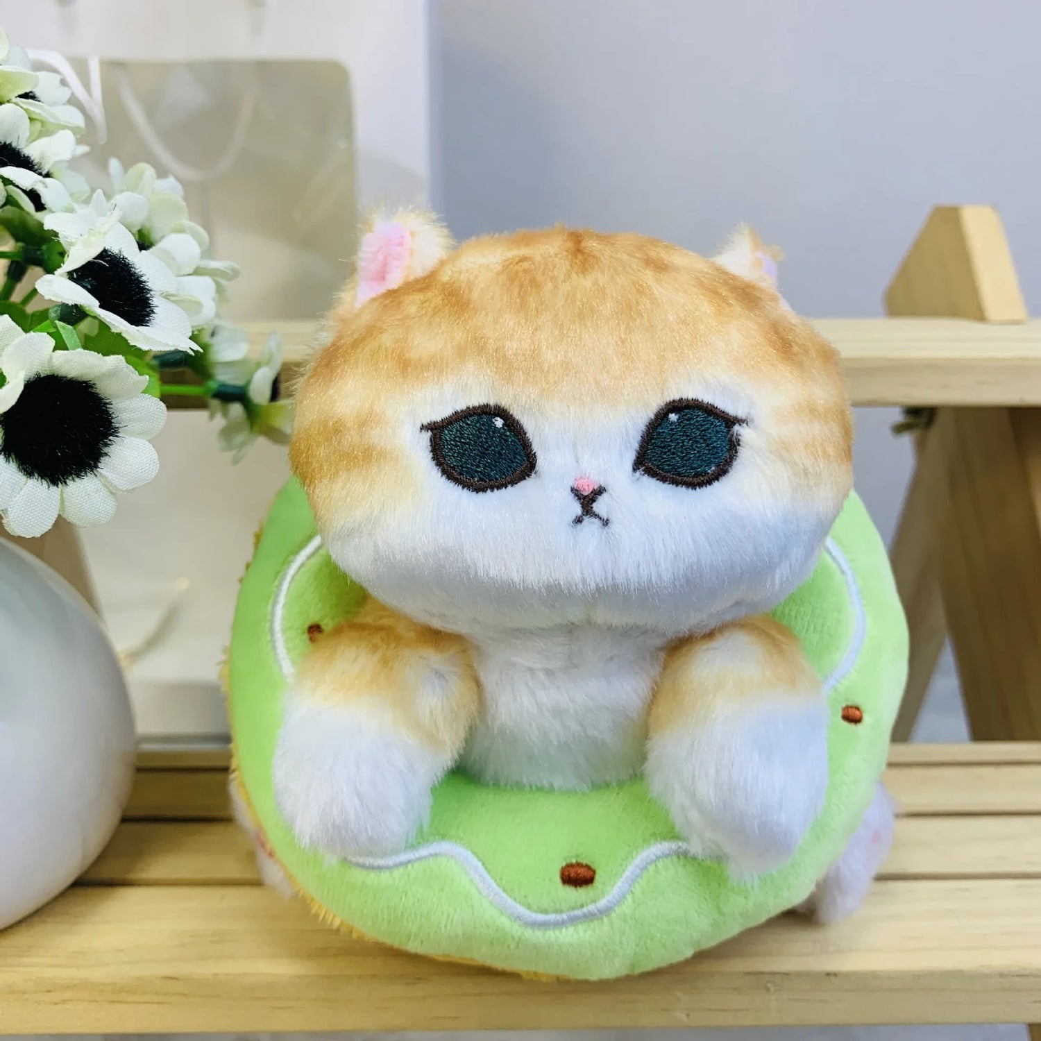 Japanese Mofusand Cute Donut Shark Cat 14cm Plush Doll Hanging Popular Cartoon Kitten Plush Keychain Bag Charm Gift