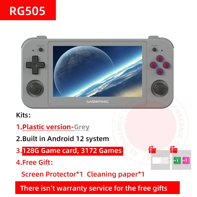 ANBERNIC RG505 Handheld Game Console Android 12 System Unisoc Tiger T618 CPU 4.95 Inch OLED Touch Screen 128G TF Card 3172 Games