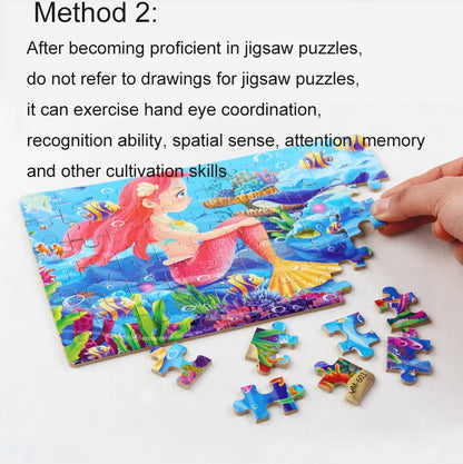 Puzzles for kids wooden Puzzle Toy Cartoon Animals  Mermaid Princess Education Montessori Gift for Children