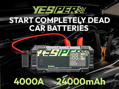 YESPER Car Battery Charger Booster Jump Starter 4000a 12V Battery Booster For Car Portable Car Booster Jump Starter With PD 100W