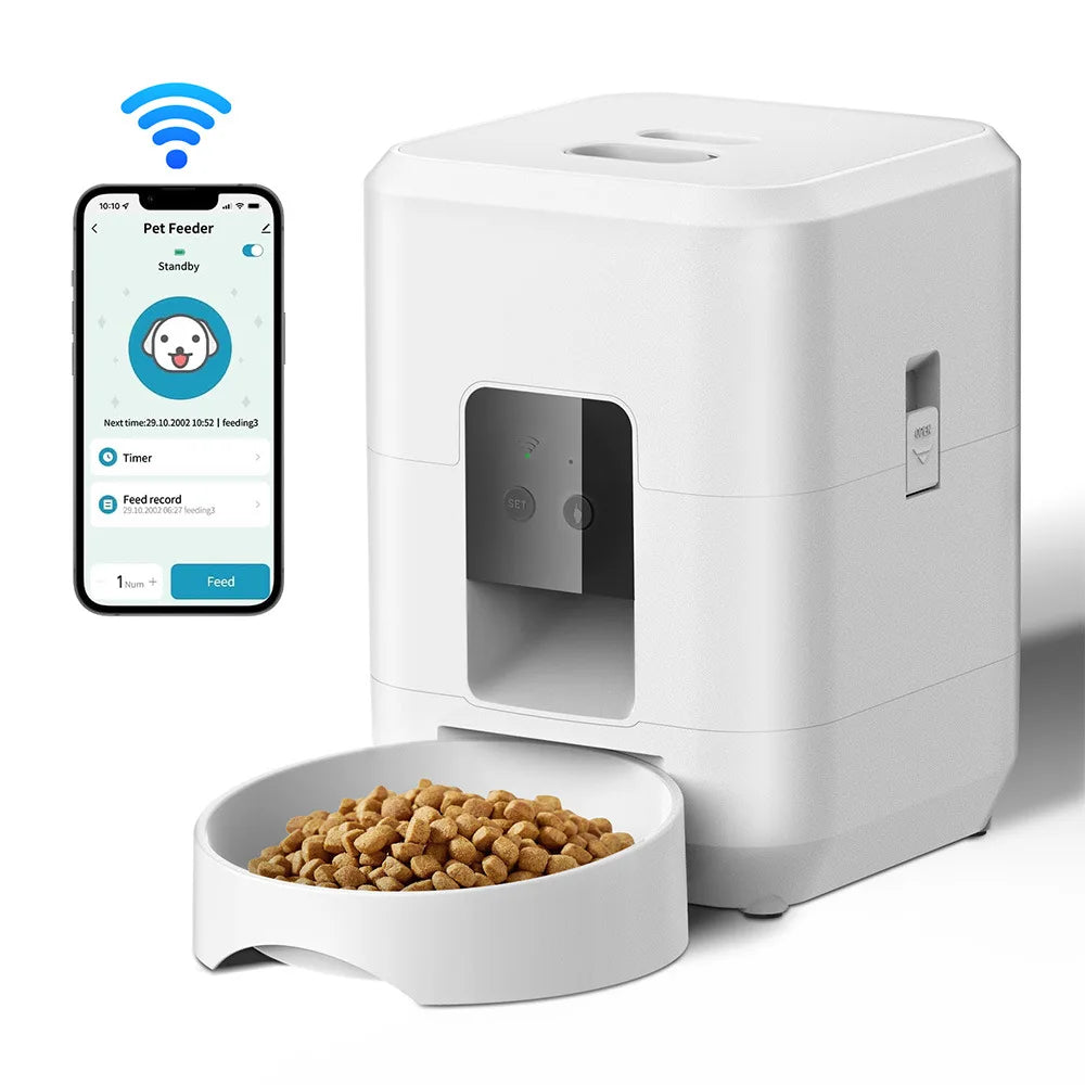 Programmable Automatic Dog Feeder with Remote Feeding Capability WiFi-enabled Automatic Cat Feeder Smart Pet Feeder