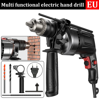 AC 110V/220V Multifunction Electric Drill Powerful Impact Drill Electric Hammer Infinitely Variable Speed Power Tools EU/US Plug