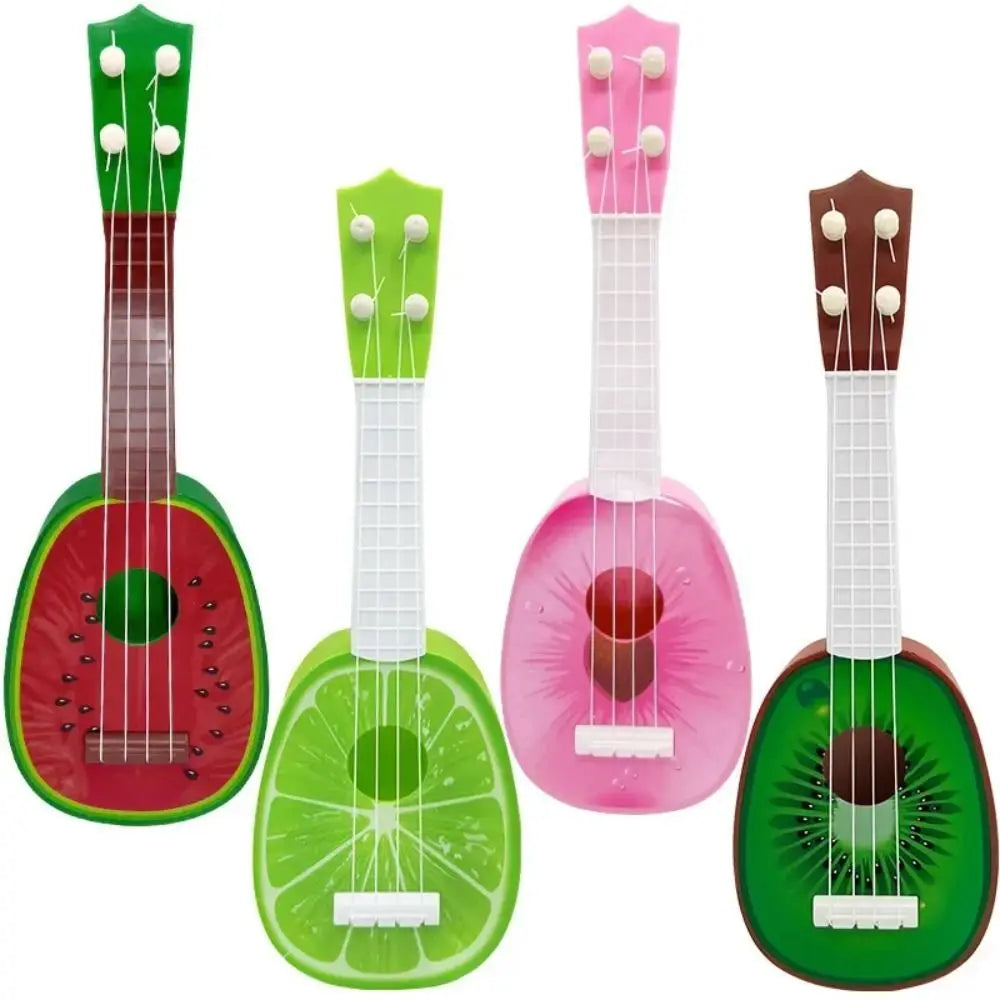 Adjustable String Knob Simulation Fruit Ukulele Toy 4 Strings Playable Musical Instrument Toy Classical Durable Small Guitar Toy