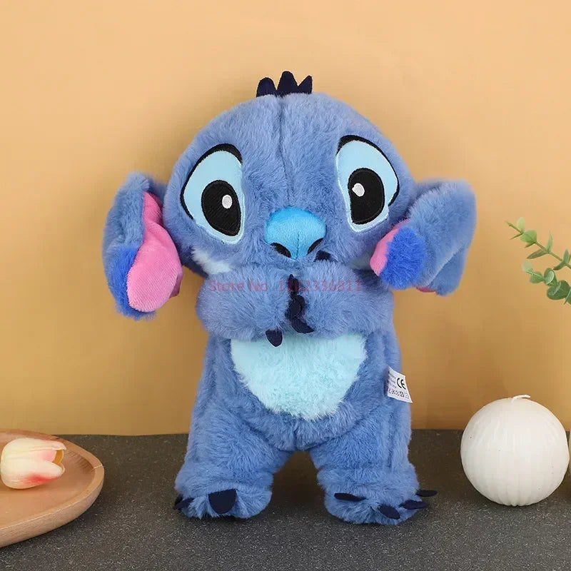 28cm Disney Stitch Angel Anime Plush Doll With Lighting Music Airbag Kawaii Appease Toy Baby To Soothe Sleep Peluche Kids Gift