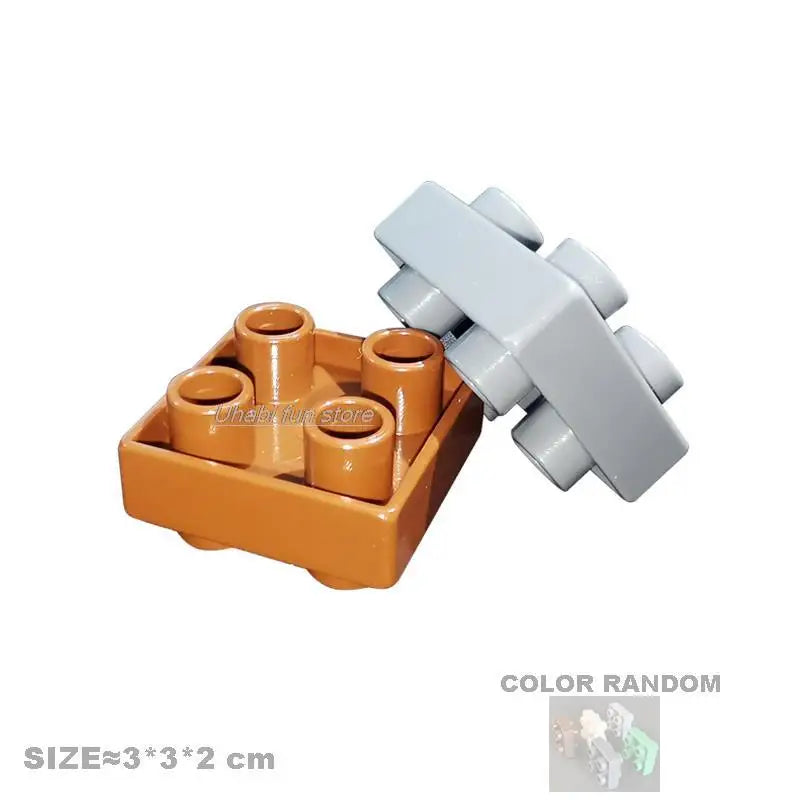 Big Building Block Accessories Compatible Duplos Houses Villas Construction Gear Rotate Connection Children Assembly Parts Toys