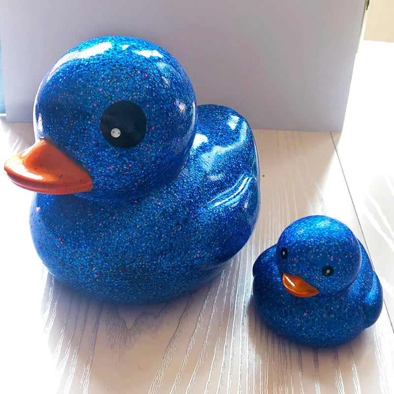 6PCS/SET Squeeze-sounding Dabbling 80MM Rubber Ducks Baby Shower Water Bathing Floating Toys Vinyl Glitter Duck With BB Sounds