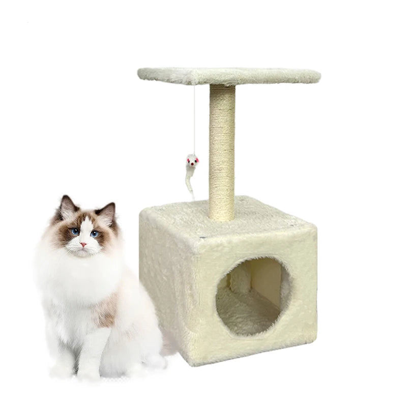 YXT Pet Supplies Natural Sisal Cat Climbing Frame Square Flannel Cat Nest Home Decorations