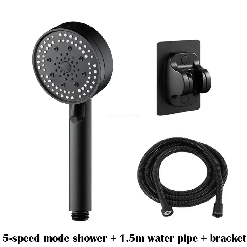 Turbo Bathroom Shower Head Strong Current Shower Heads High Pressure Powerful Rain Shower Head 5 Modes Universal Shower Head Set
