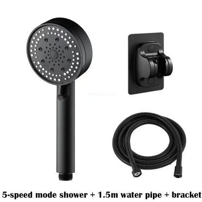 Turbo Bathroom Shower Head Strong Current Shower Heads High Pressure Powerful Rain Shower Head 5 Modes Universal Shower Head Set