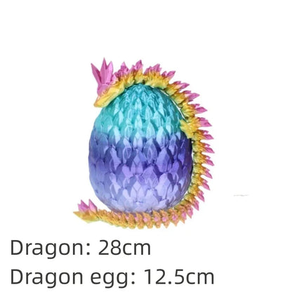 3D Printed 12inch Crystal Dragon with Egg Dinosaur NeaYear Fidget Toy Gifts for Adults Easter Basket Stuffers