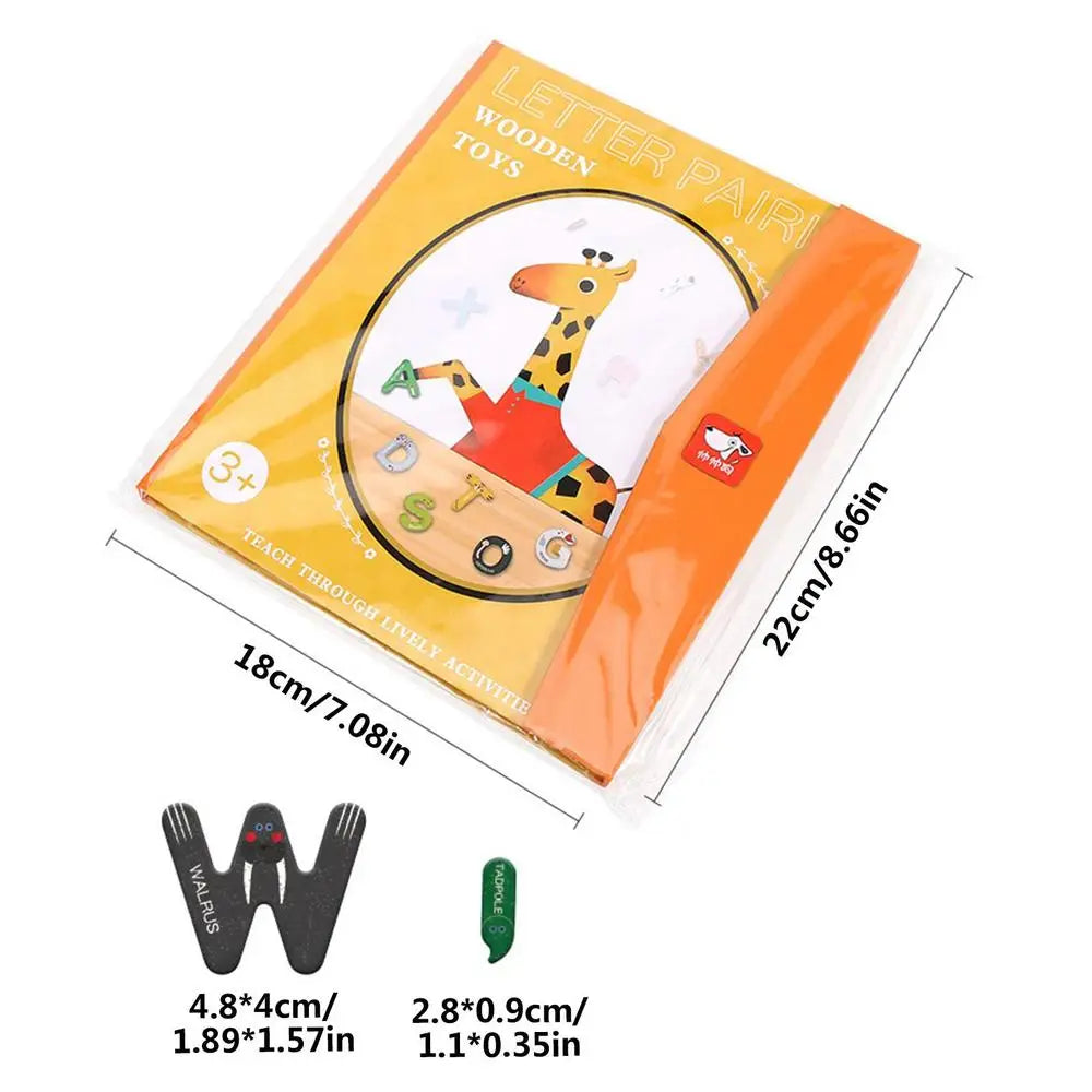 Wooden Foldable Alphabet Puzzle Sorting Book Early Educational Fine Motor Skills Development Learning Matching Toys For Kids